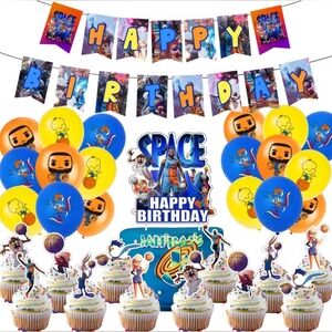 NEW Space Jam Birthday Party Set Cake & Cupcake Toppers Balloons Banner NWT